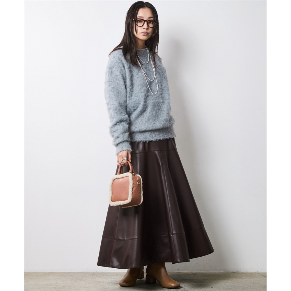 ヘアリークルーネックニット 大きいサイズ シックスタイル24