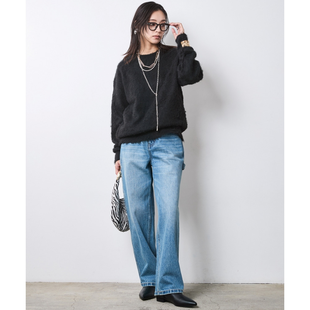 ヘアリークルーネックニット 大きいサイズ シックスタイル4