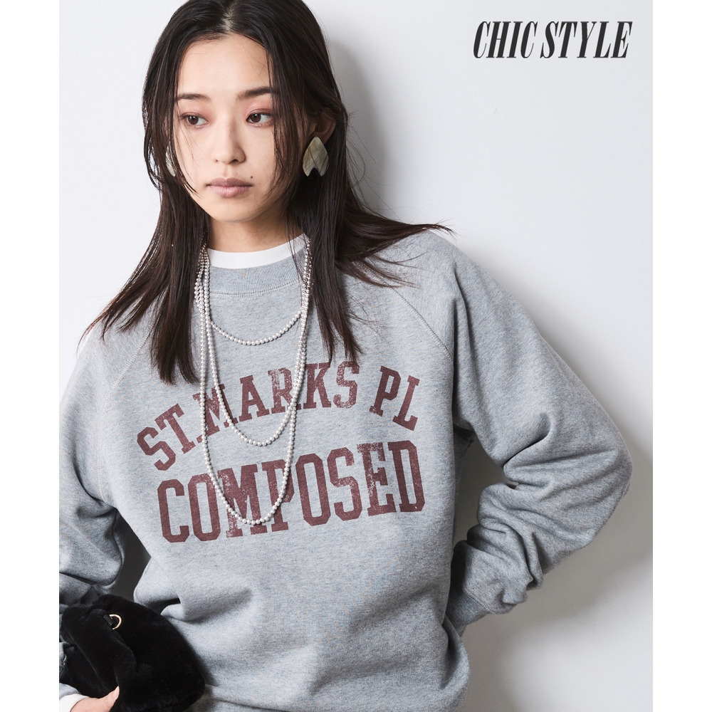 綿100%裏起毛ロゴプリントスウェット 大きいサイズ シックスタイル1