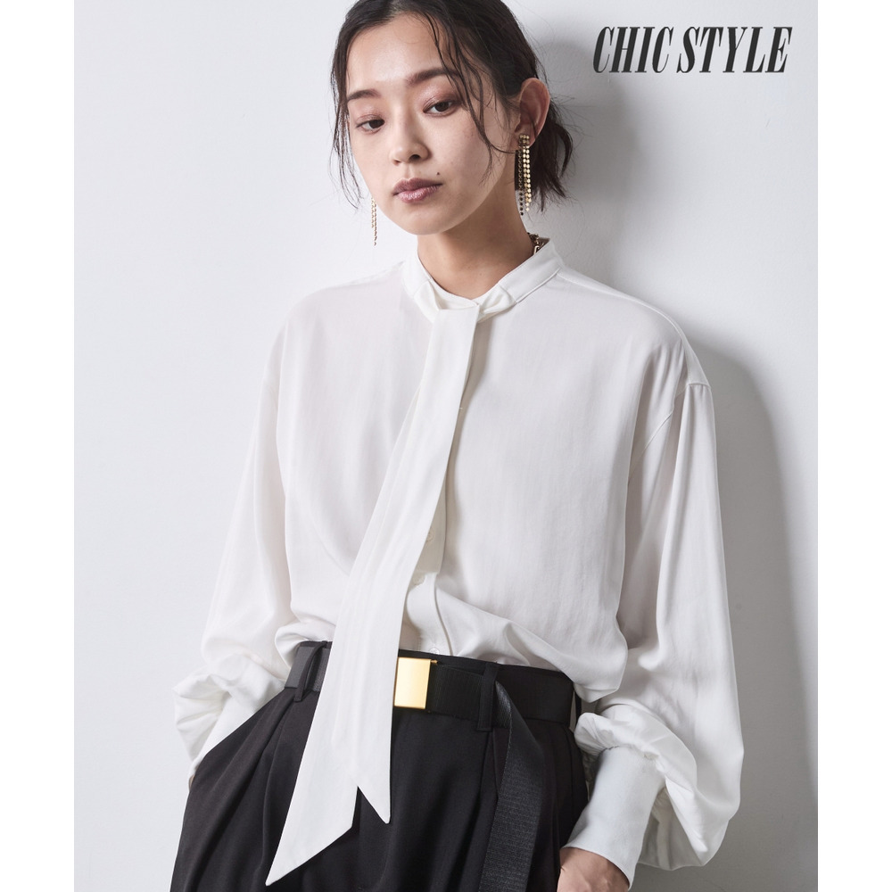タイ付ブラウス 大きいサイズ シックスタイル1