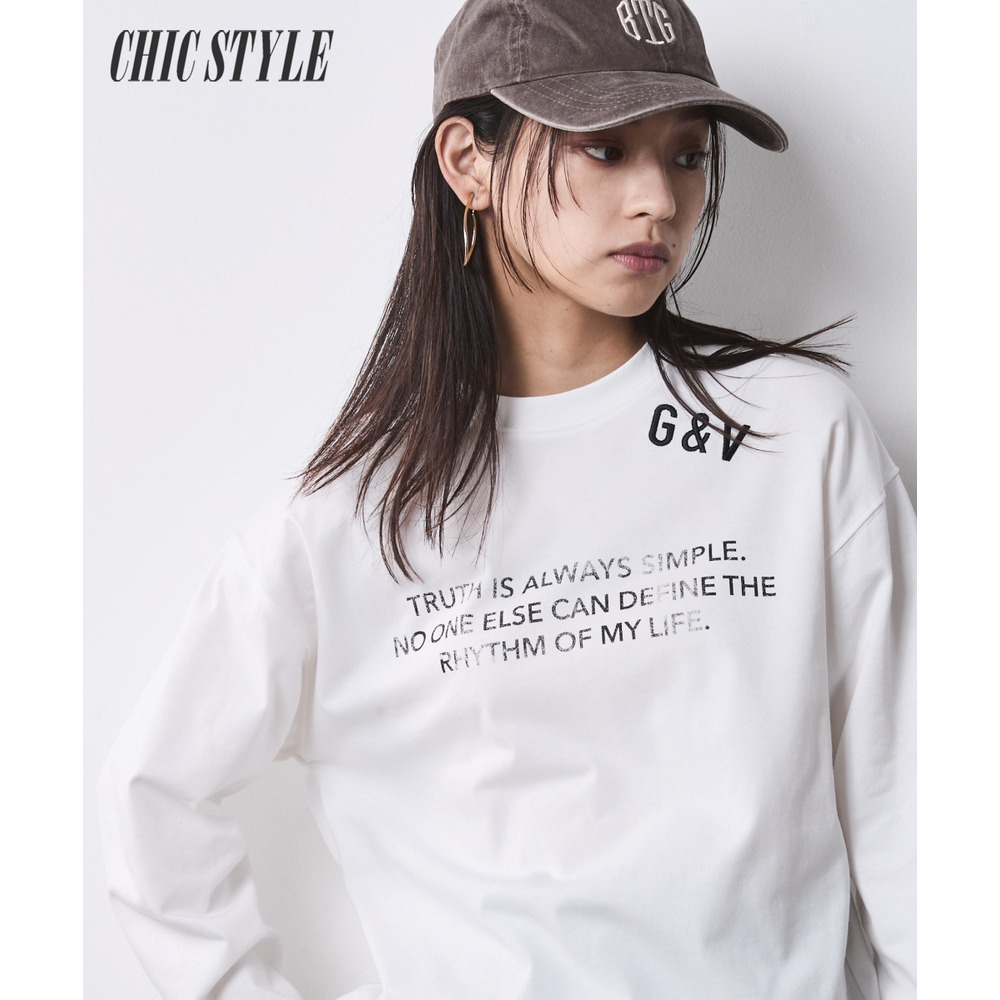 ロゴプリントロングスリーブTシャツ 大きいサイズ シックスタイル1