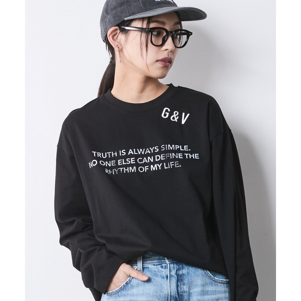 ロゴプリントロングスリーブTシャツ 大きいサイズ シックスタイル1