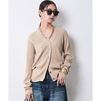 綿100％ワイドリブVネックニットカーディガン 大きいサイズ　シックスタイル