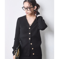 綿100％ワイドリブVネックニットカーディガン 大きいサイズ　シックスタイル