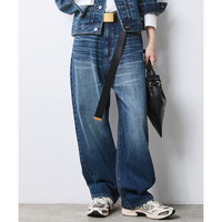 綿100％ワイドルーズデニムパンツ 大きいサイズ　シックスタイル