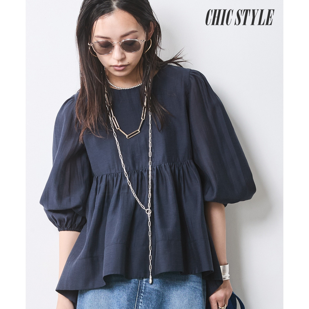 シアーギャザーブラウス　大きいサイズ　シックスタイル