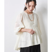 シアーギャザーブラウス　大きいサイズ　シックスタイル