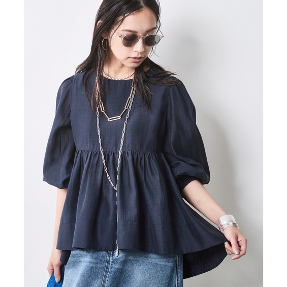 シアーギャザーブラウス 大きいサイズ シックスタイル