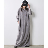 硫化染スウェット5分袖ロングワンピース 　大きいサイズ　シックスタイル