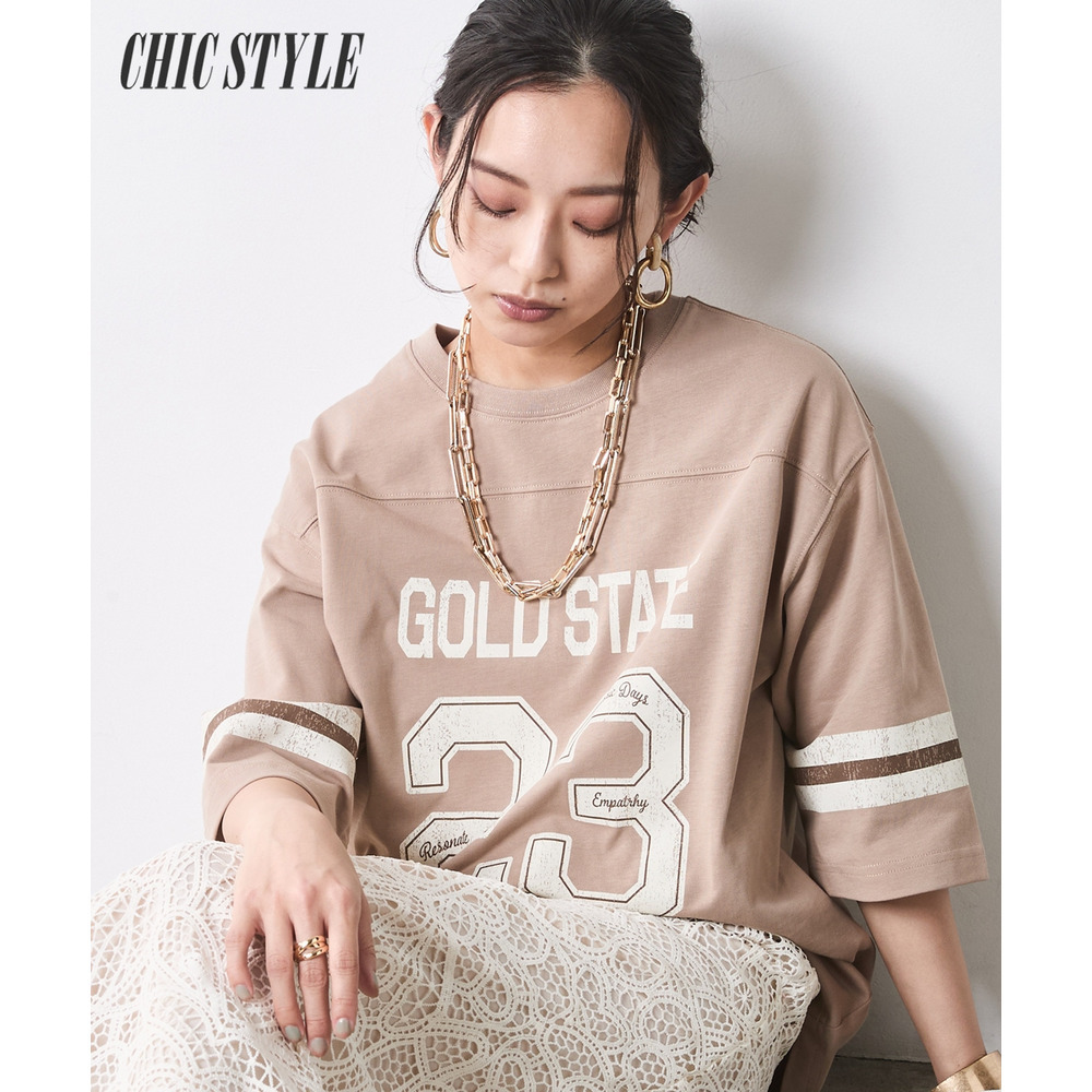 綿100％7分袖フットボールTシャツ　大きいサイズ　シックスタイル