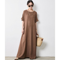 レーヨン麻2WAYフレンチスリーブマキシワンピース 大きいサイズ　シックスタイル