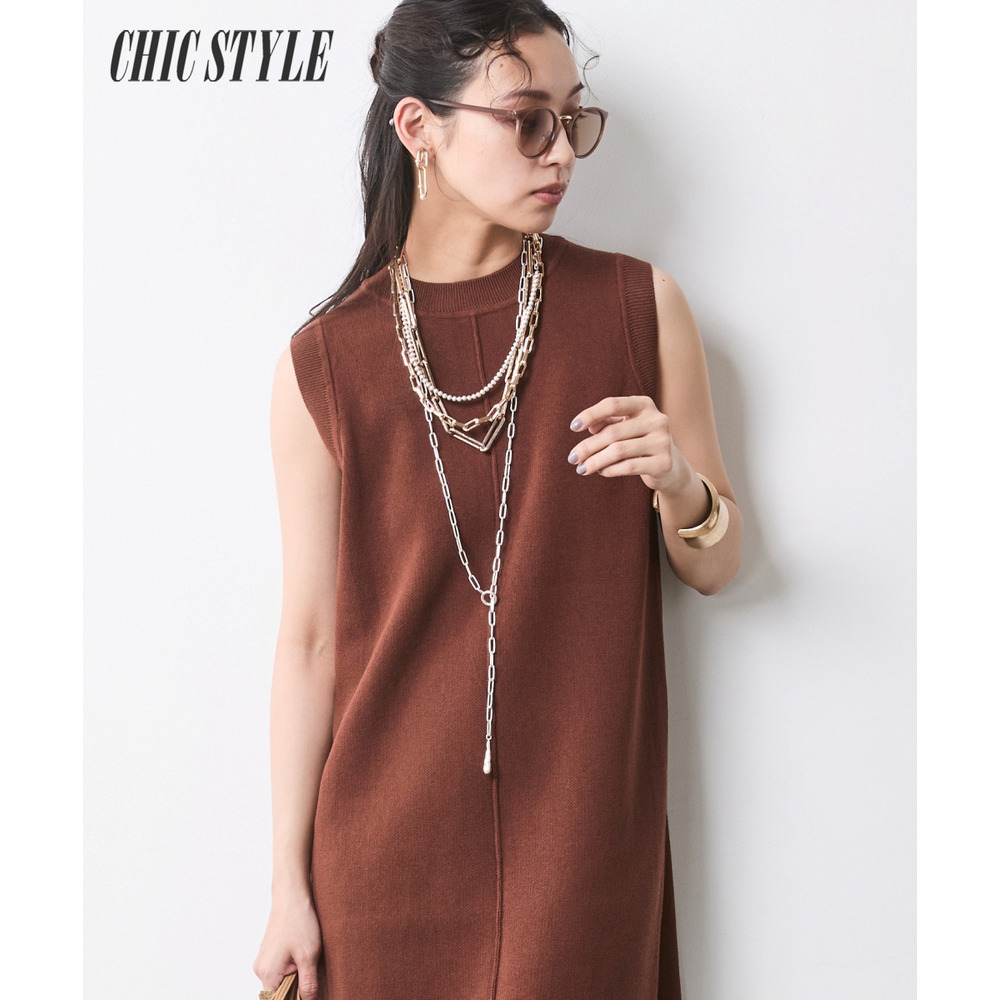 綿100％タンクトップニットロングワンピース 大きいサイズ　シックスタイル