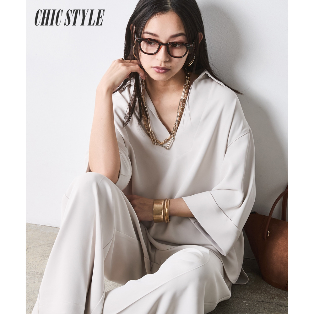 スキッパーブラウス 大きいサイズ　シックスタイル