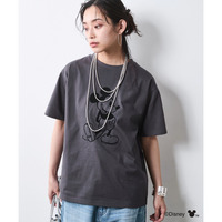 ミッキーマウス/綿100％フロッキープリントTシャツ 大きいサイズ　シックスタイル