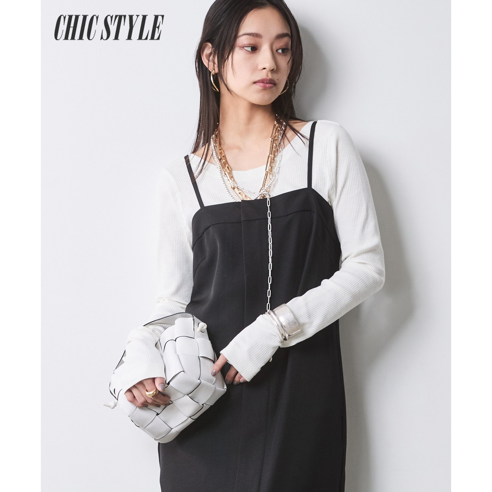 フロントジップキャミソールワンピース 大きいサイズ シックスタイル1