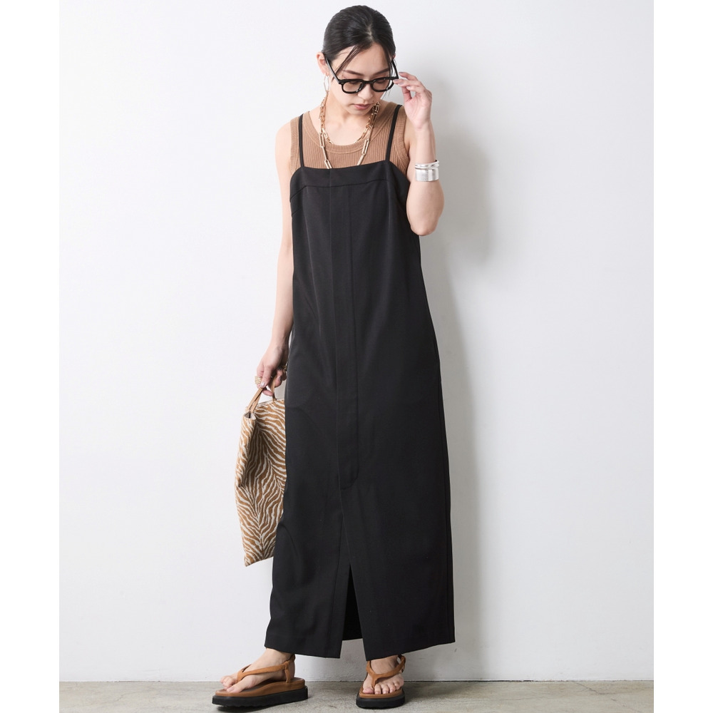 フロントジップキャミソールワンピース 大きいサイズ シックスタイル3