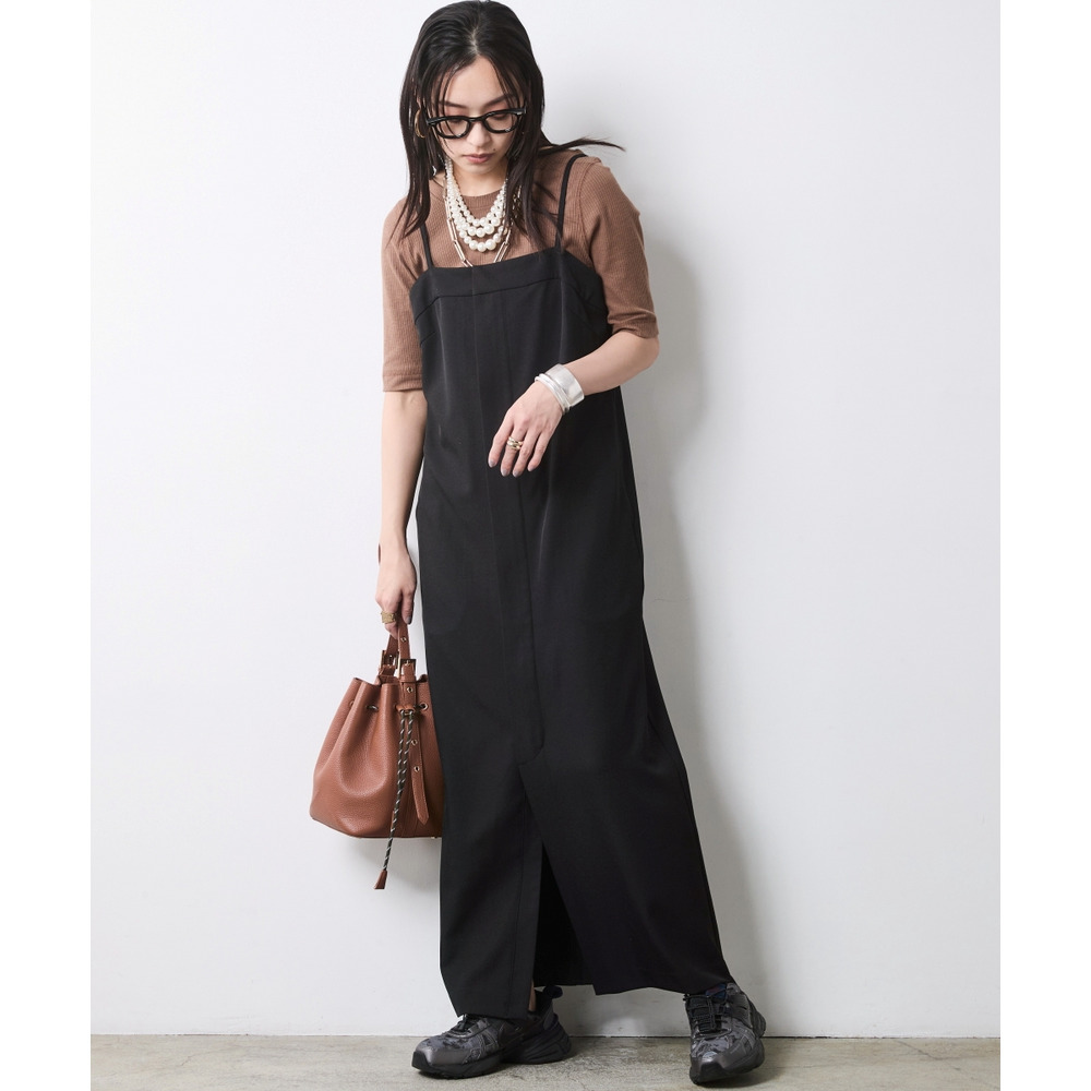 フロントジップキャミソールワンピース 大きいサイズ シックスタイル30