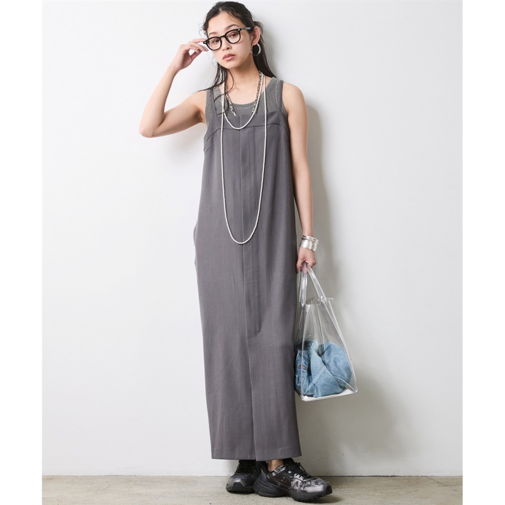 フロントジップキャミソールワンピース 大きいサイズ シックスタイル1