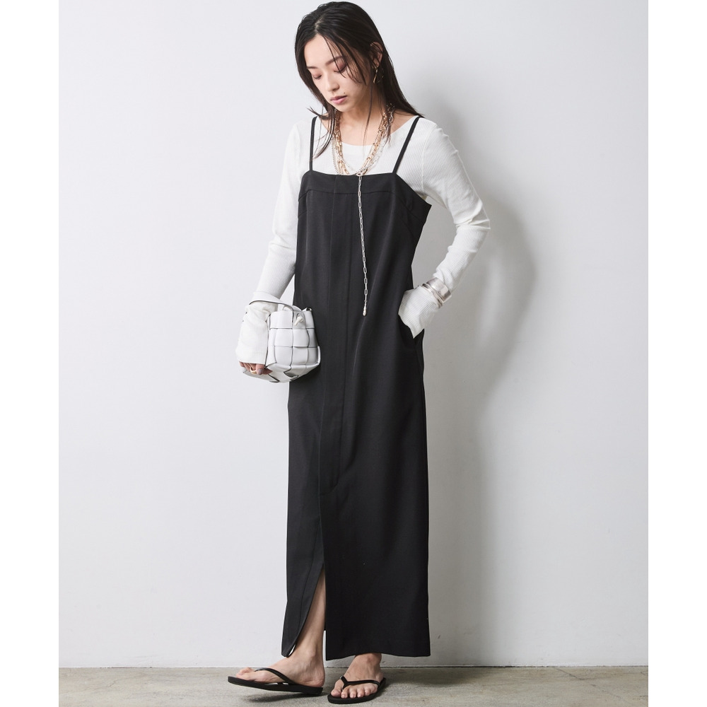 フロントジップキャミソールワンピース 大きいサイズ シックスタイル1