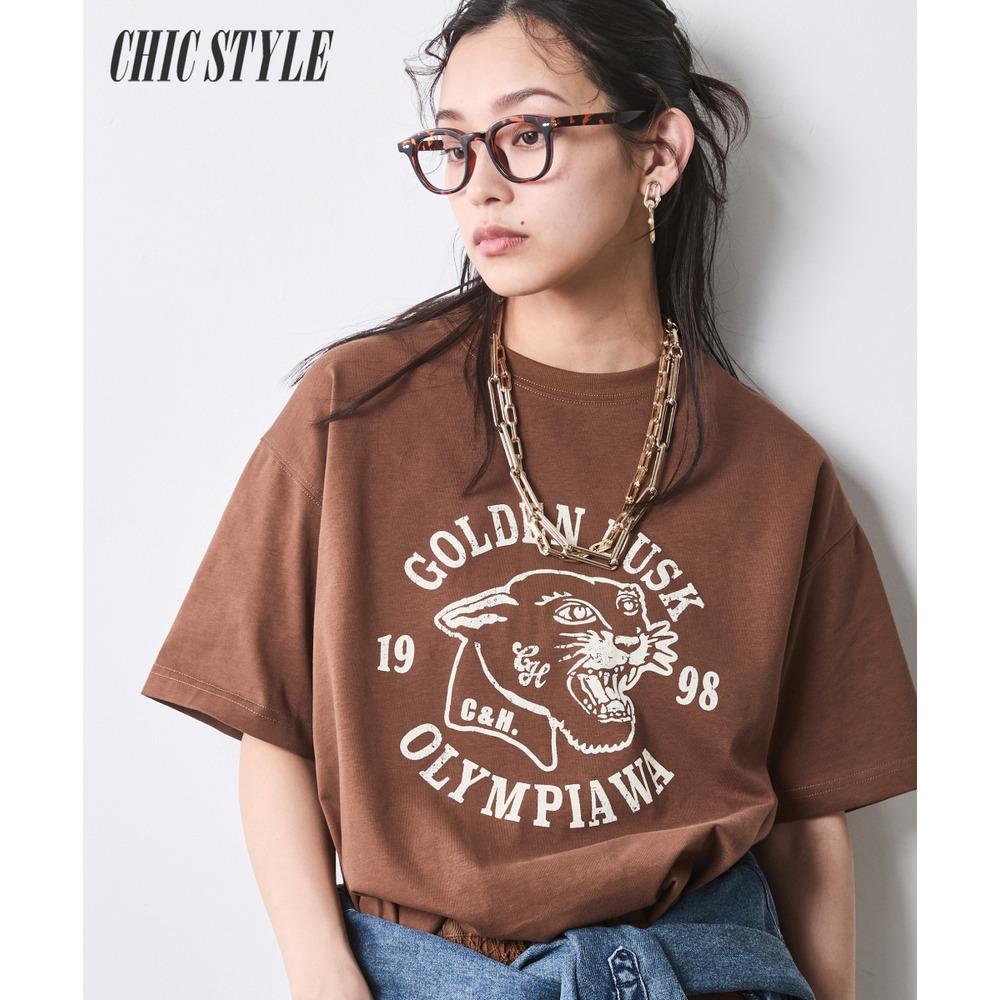 綿100％ピグメント染グラフィックプリントTシャツ 大きいサイズ　シックスタイル