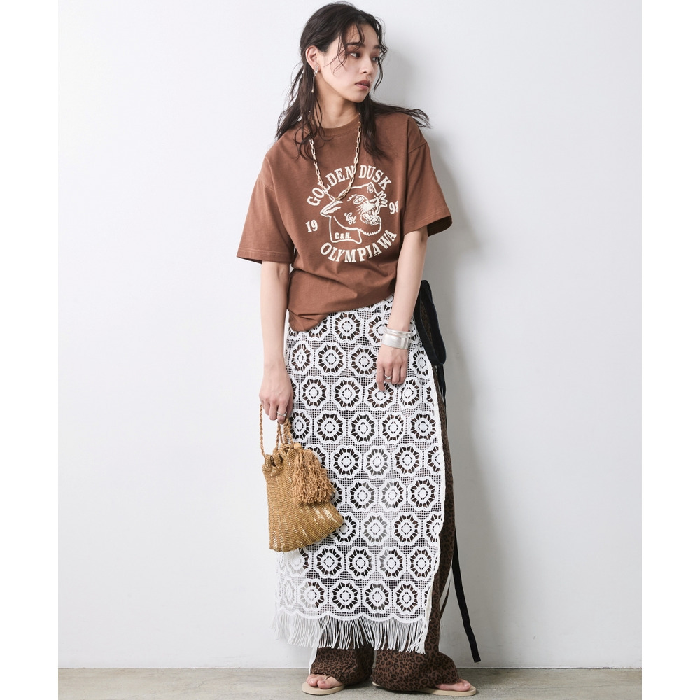 綿100%ピグメント染グラフィックプリントTシャツ 大きいサイズ シックスタイル23