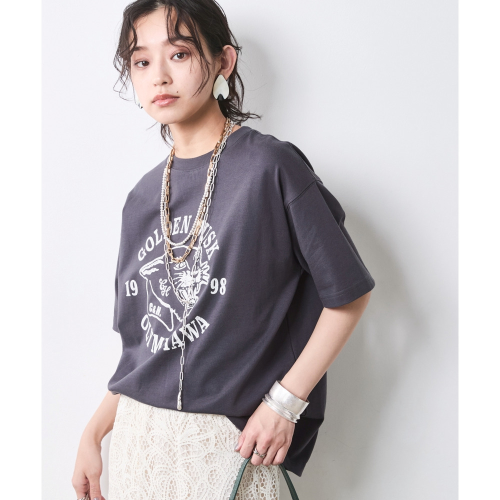 綿100%ピグメント染グラフィックプリントTシャツ 大きいサイズ シックスタイル27