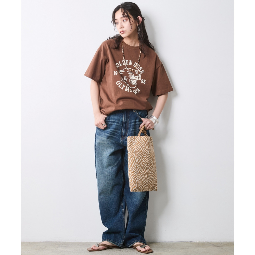 綿100%ピグメント染グラフィックプリントTシャツ 大きいサイズ シックスタイル3