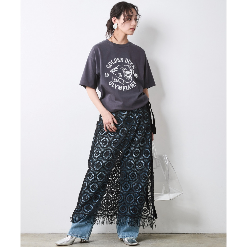 綿100%ピグメント染グラフィックプリントTシャツ 大きいサイズ シックスタイル4