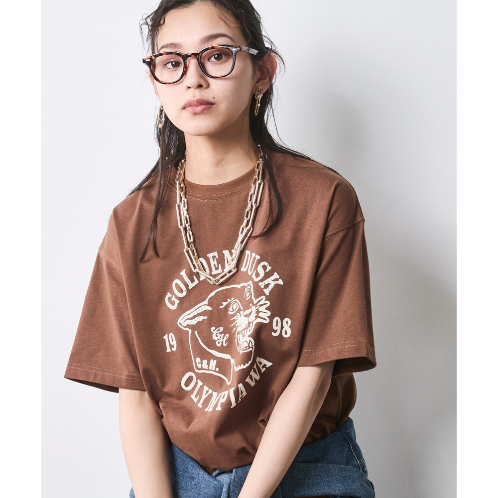 綿100%ピグメント染グラフィックプリントTシャツ 大きいサイズ シックスタイル1