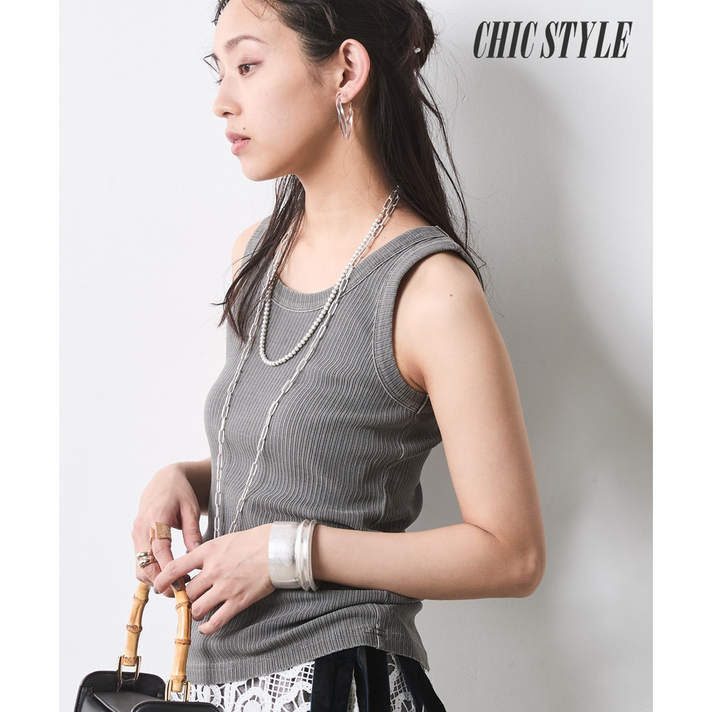 ピグメント染テレコタンクトップ 大きいサイズ　シックスタイル