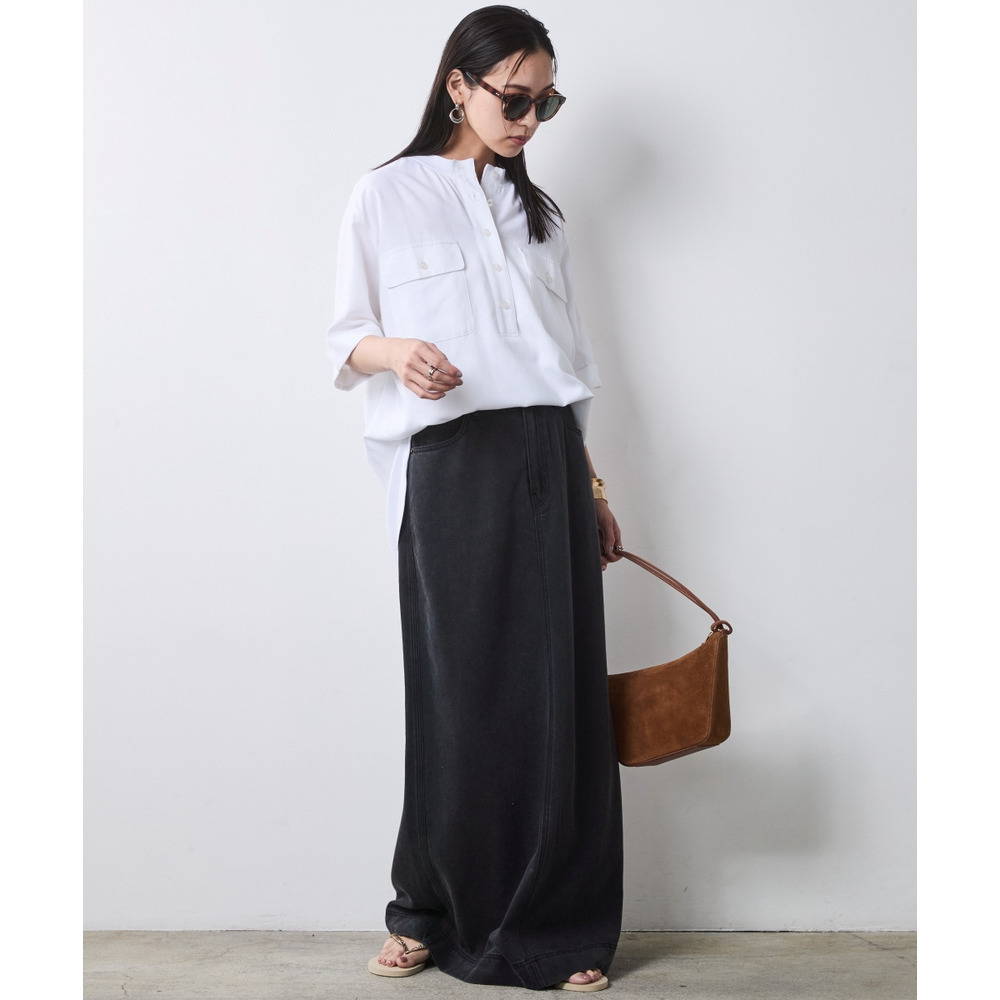 レーヨン麻衿リブハーフスリーブブラウス 大きいサイズ シックスタイル10