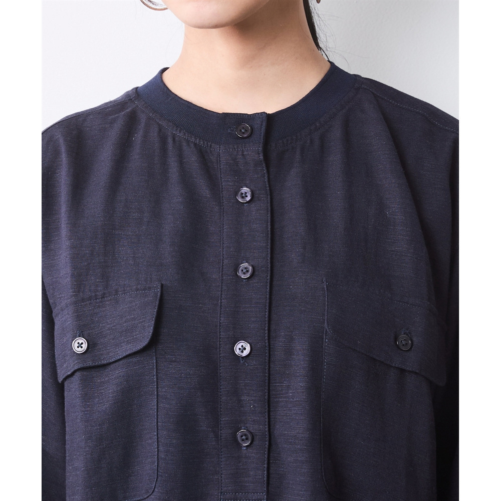 レーヨン麻衿リブハーフスリーブブラウス 大きいサイズ シックスタイル13