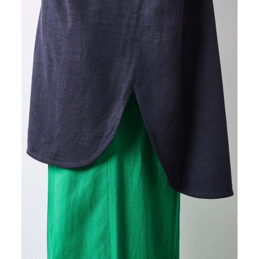 レーヨン麻衿リブハーフスリーブブラウス 大きいサイズ シックスタイル20