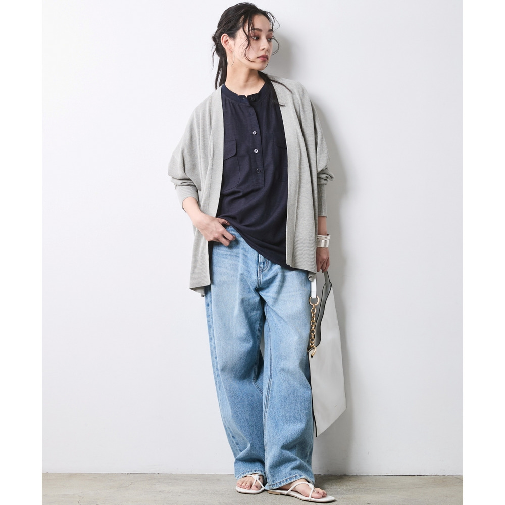 レーヨン麻衿リブハーフスリーブブラウス 大きいサイズ シックスタイル25