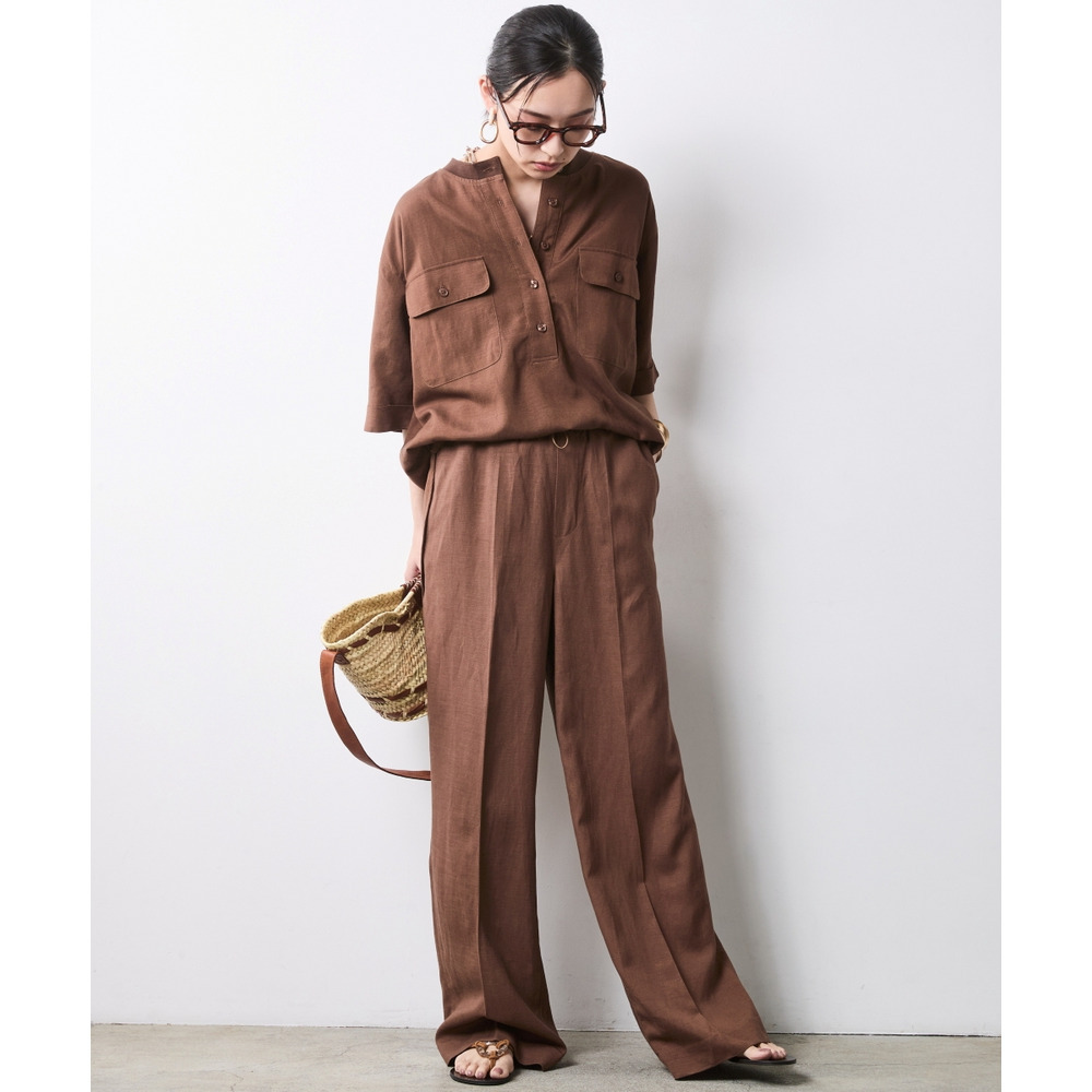 レーヨン麻衿リブハーフスリーブブラウス 大きいサイズ シックスタイル27