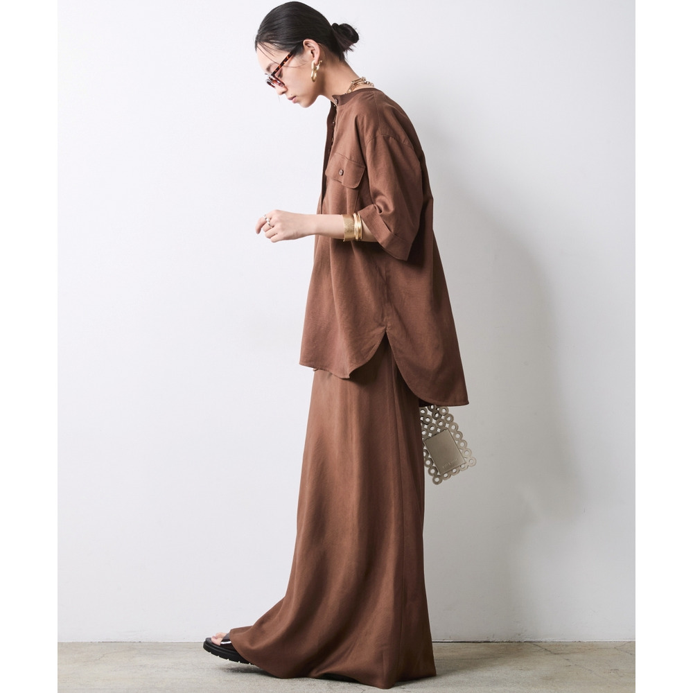 レーヨン麻衿リブハーフスリーブブラウス 大きいサイズ シックスタイル6