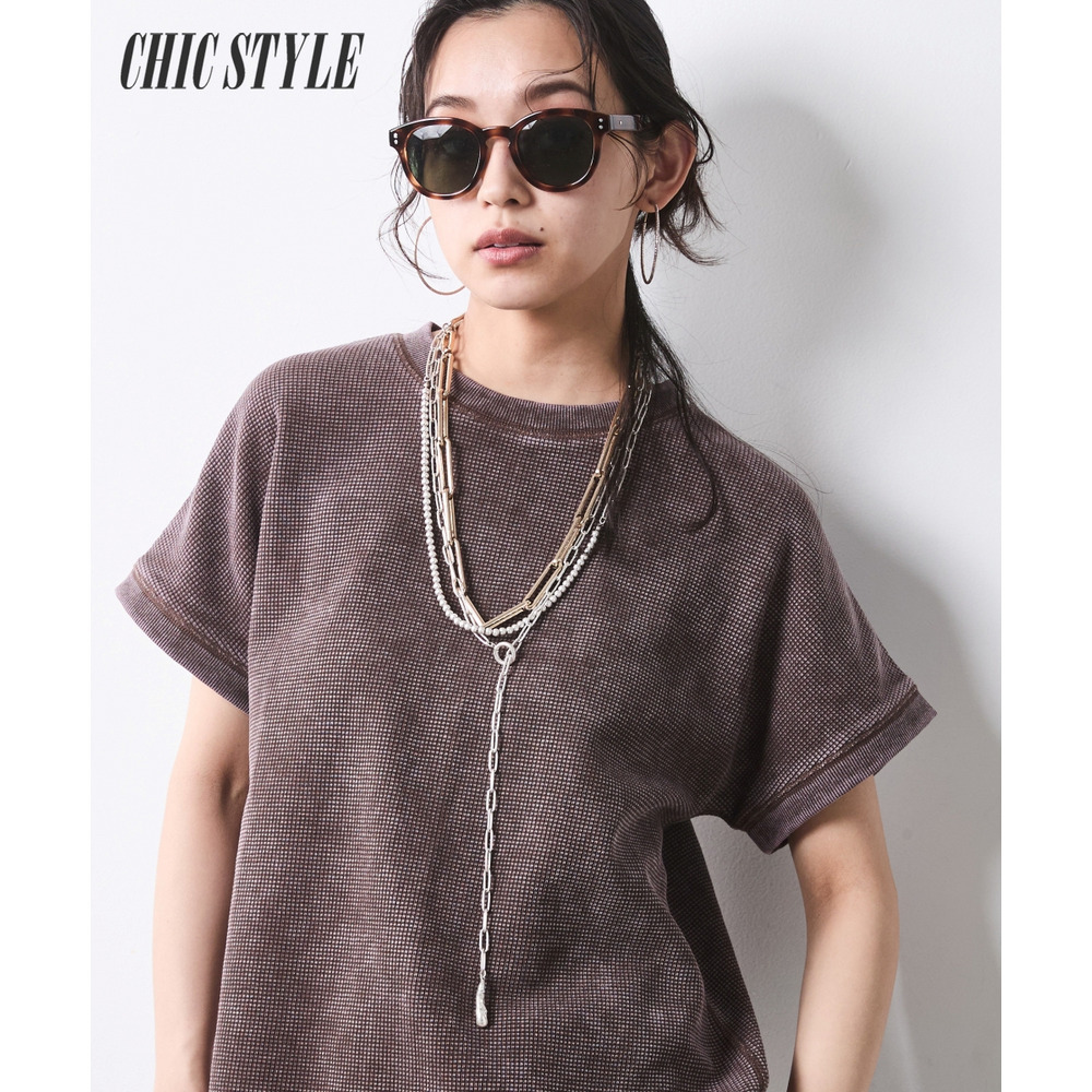 ヴィンテージ加工サーマルフレンチスリーブカットソー 大きいサイズ　シックスタイル