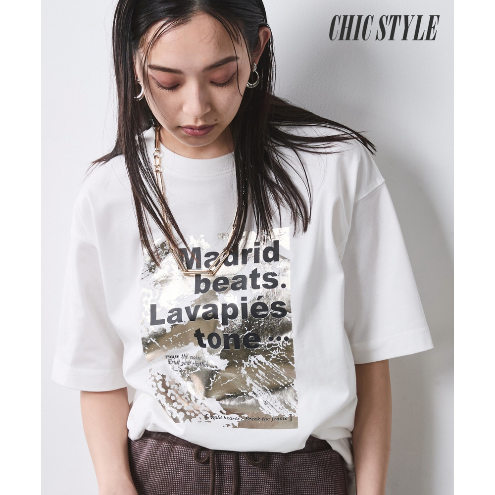 綿100％箔プリントTシャツ 大きいサイズ　シックスタイル
