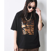 綿100％箔プリントTシャツ 大きいサイズ　シックスタイル