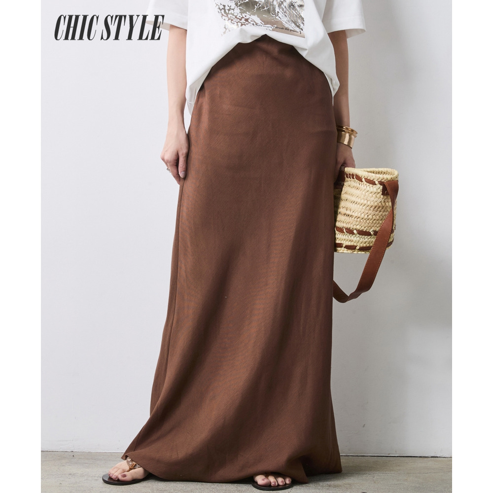 レーヨン麻ナローマキシスカート 大きいサイズ　シックスタイル