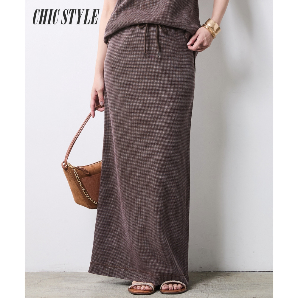 ヴィンテージ加工サーマルロングタイトスカート 大きいサイズ　シックスタイル