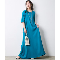 Aライン5分袖マキシワンピース 大きいサイズ　シックスタイル