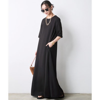 Aライン5分袖マキシワンピース 大きいサイズ　シックスタイル