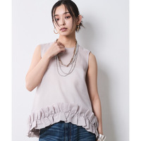 裾フリルシアーノースリーブブラウス 大きいサイズ　シックスタイル