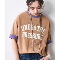 綿100％バイカラーロゴプリントTシャツ 大きいサイズ　シックスタイル