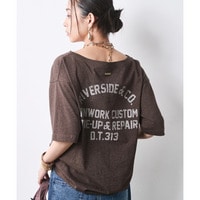 綿100％ボートネックロゴプリントTシャツ 大きいサイズ　シックスタイル
