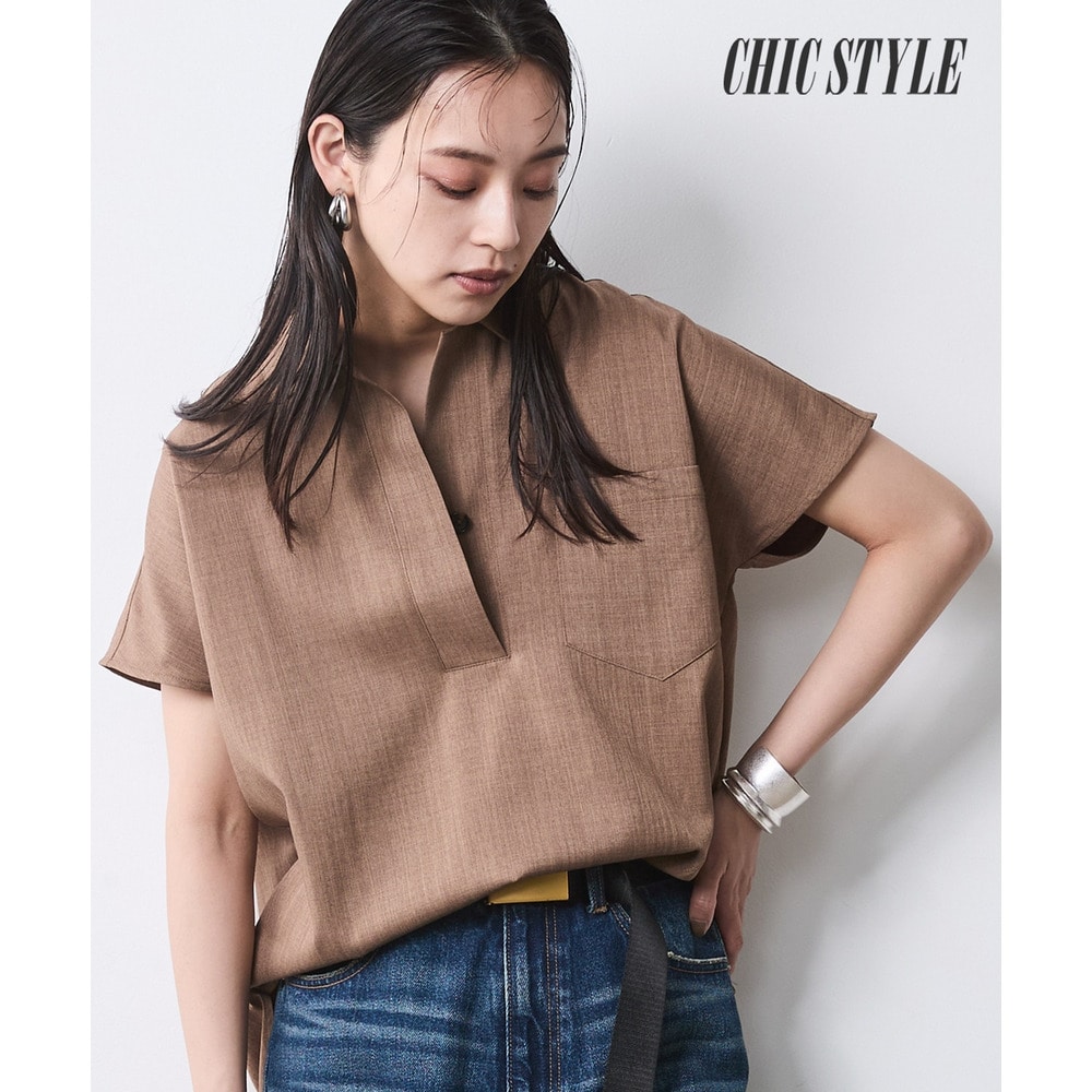 フレンチスリーブスキッパーシャツ　大きいサイズ　シックスタイル