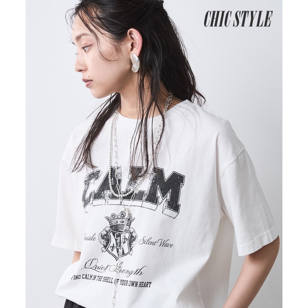 綿100％ピグメント染ロゴプリントTシャツ　大きいサイズ　シックスタイル