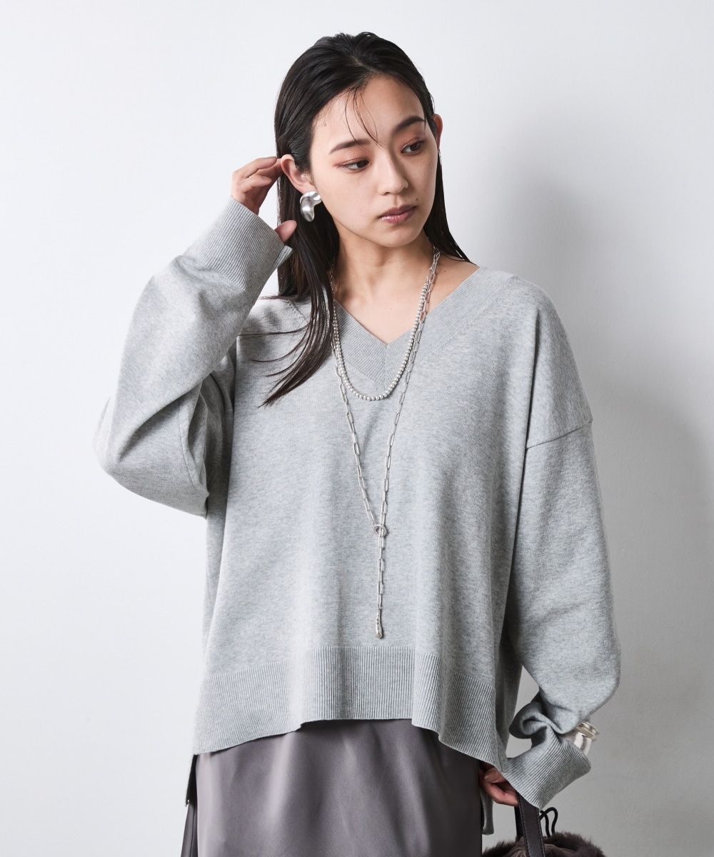 Vネックニット　大きいサイズ　シックスタイル