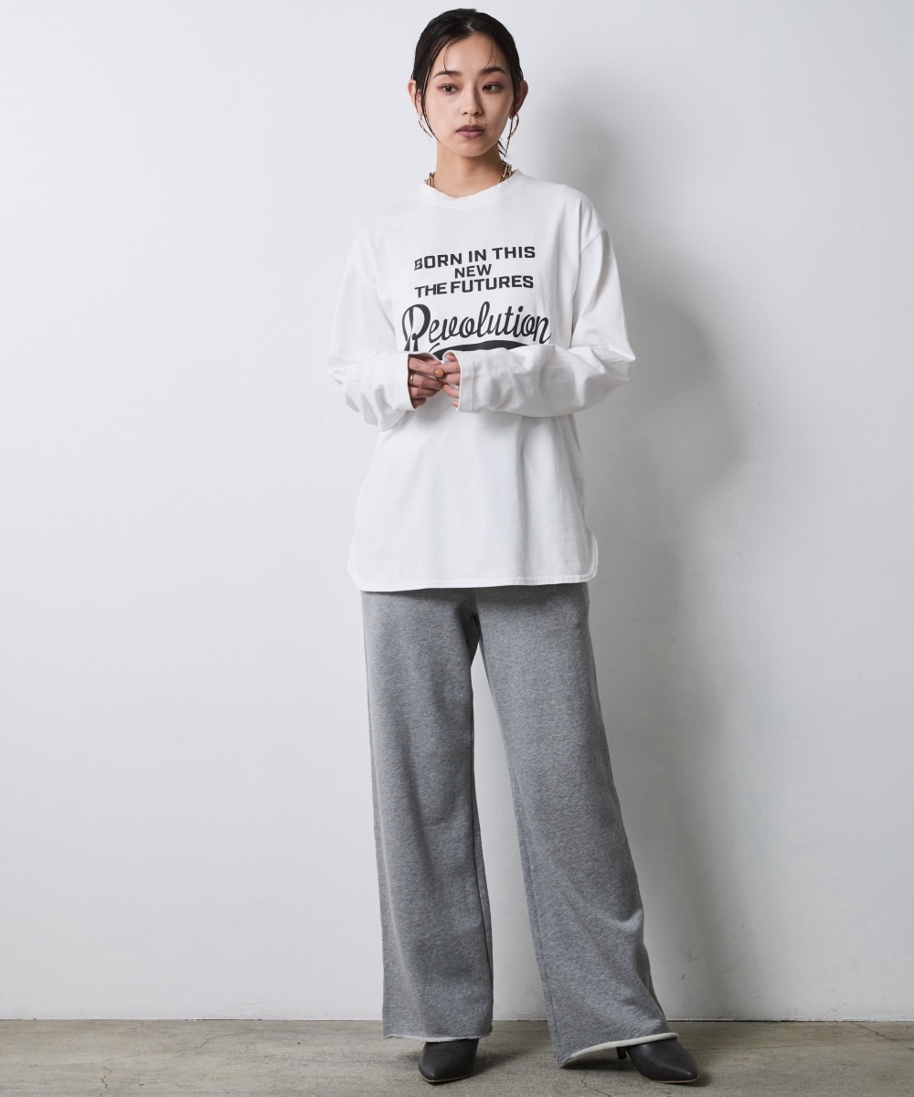 綿100%ピグメント染ロングスリーブロゴプリントTシャツ 大きいサイズ シックスタイル19